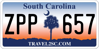 SC license plate ZPP657