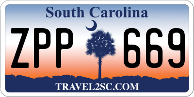 SC license plate ZPP669
