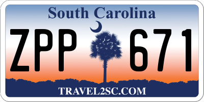 SC license plate ZPP671
