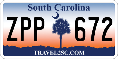 SC license plate ZPP672