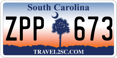 SC license plate ZPP673
