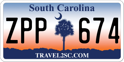SC license plate ZPP674