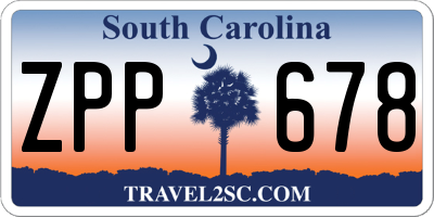 SC license plate ZPP678