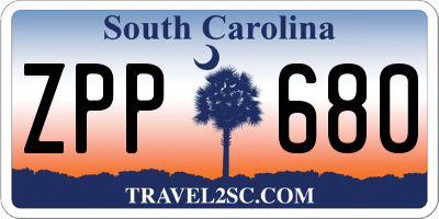SC license plate ZPP680