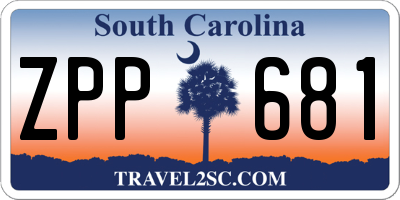 SC license plate ZPP681