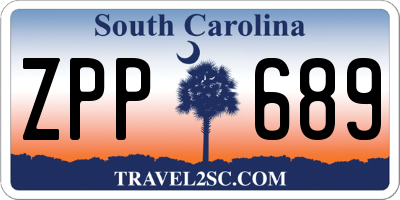 SC license plate ZPP689
