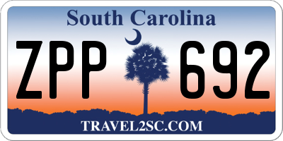 SC license plate ZPP692