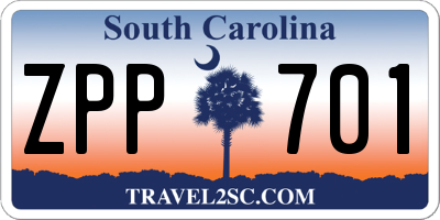 SC license plate ZPP701
