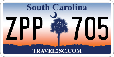 SC license plate ZPP705