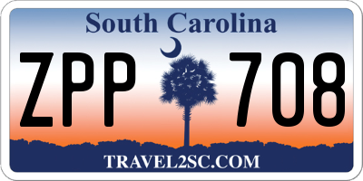 SC license plate ZPP708
