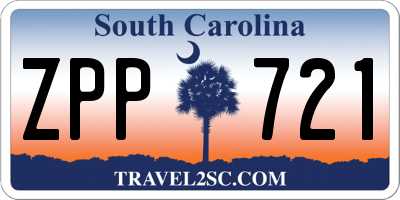 SC license plate ZPP721