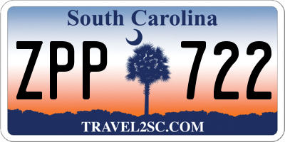SC license plate ZPP722
