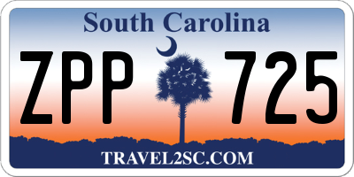 SC license plate ZPP725