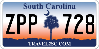 SC license plate ZPP728