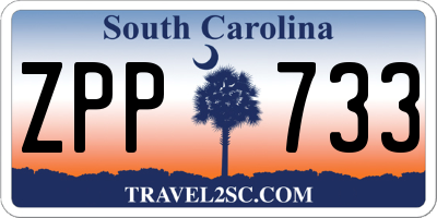 SC license plate ZPP733