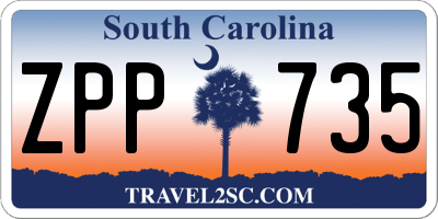 SC license plate ZPP735