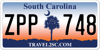 SC license plate ZPP748