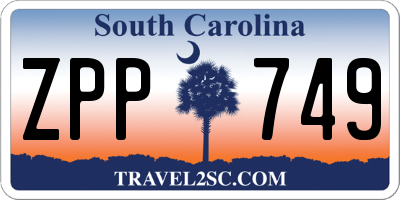 SC license plate ZPP749