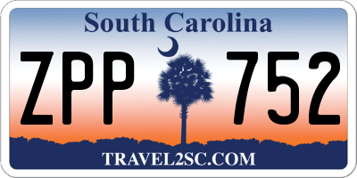 SC license plate ZPP752