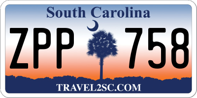 SC license plate ZPP758