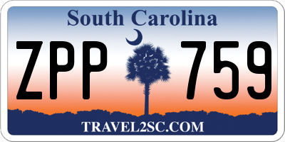 SC license plate ZPP759