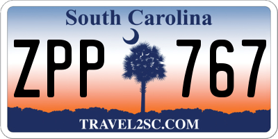 SC license plate ZPP767