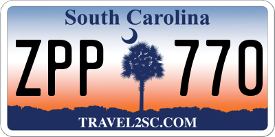 SC license plate ZPP770