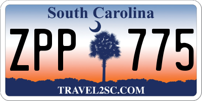SC license plate ZPP775