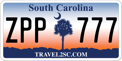 SC license plate ZPP777
