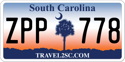 SC license plate ZPP778