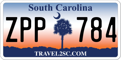 SC license plate ZPP784