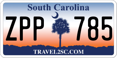 SC license plate ZPP785