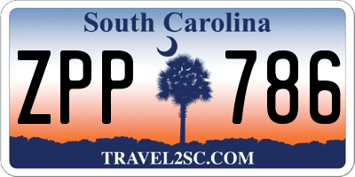SC license plate ZPP786