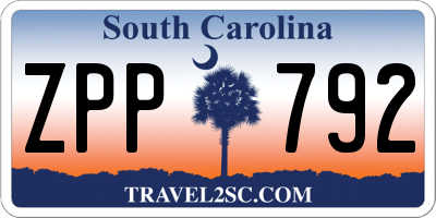 SC license plate ZPP792