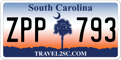 SC license plate ZPP793