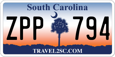 SC license plate ZPP794