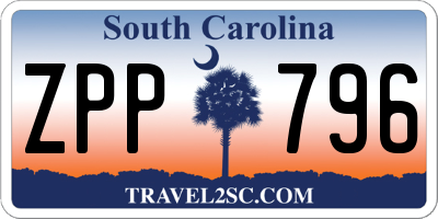 SC license plate ZPP796