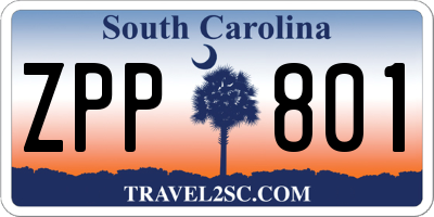 SC license plate ZPP801