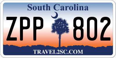 SC license plate ZPP802