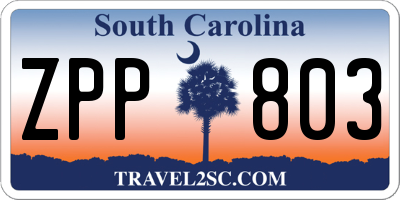 SC license plate ZPP803