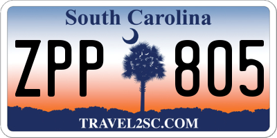 SC license plate ZPP805