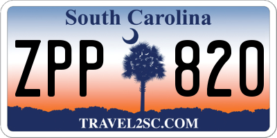 SC license plate ZPP820