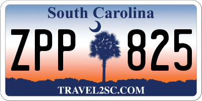 SC license plate ZPP825