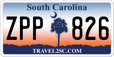 SC license plate ZPP826