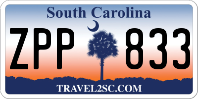 SC license plate ZPP833