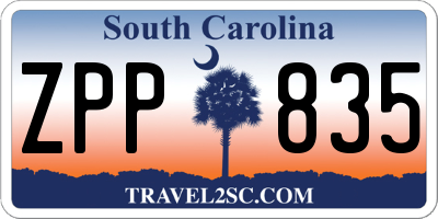 SC license plate ZPP835