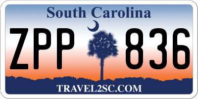 SC license plate ZPP836