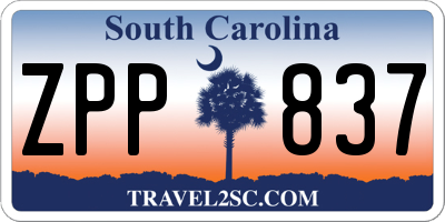 SC license plate ZPP837