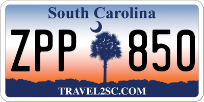 SC license plate ZPP850