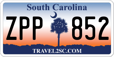 SC license plate ZPP852